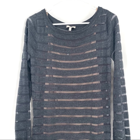 JOIE Gray Wool Striped Dress Nude Slip - Picture 2 of 6